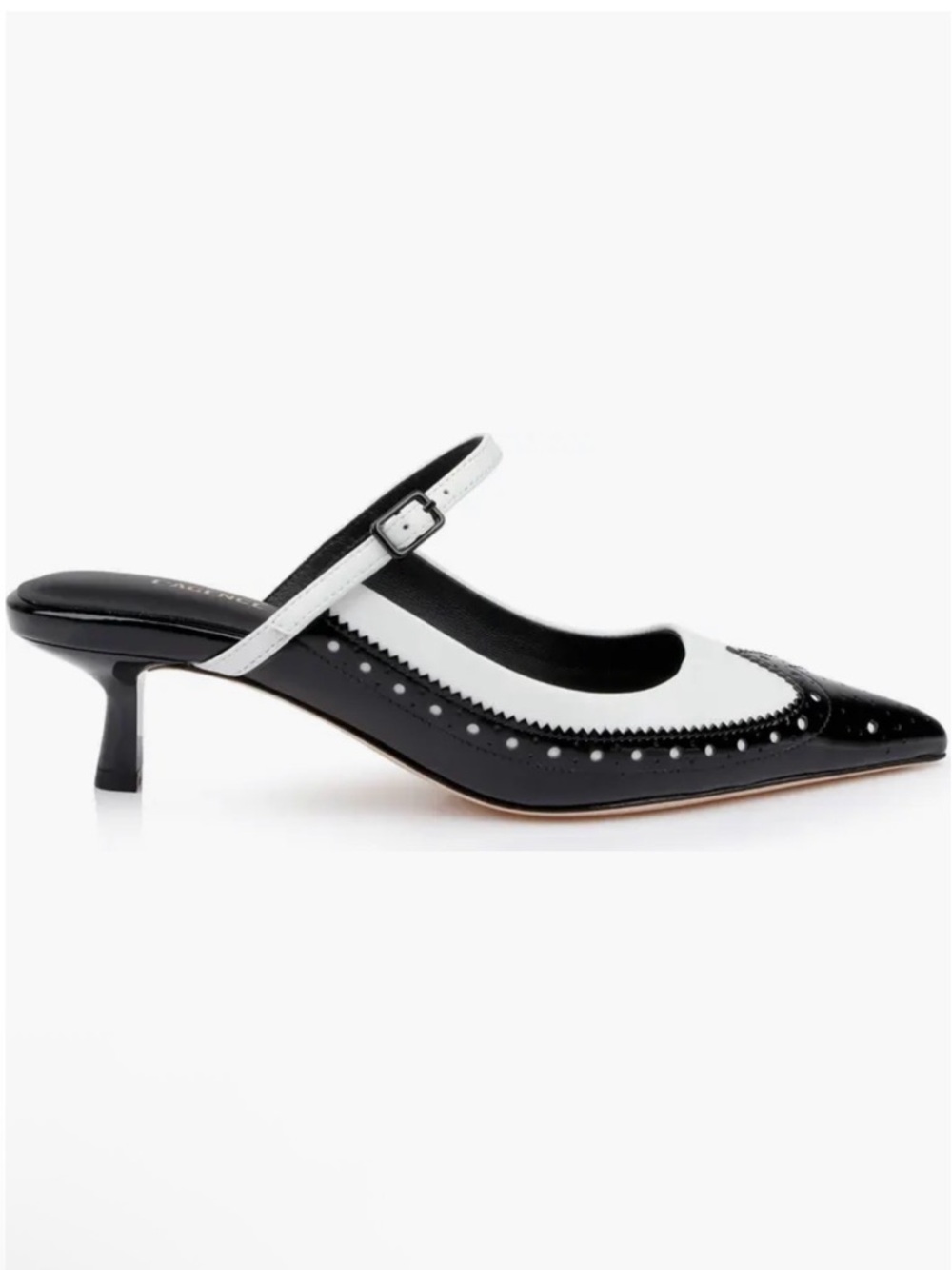 L’Agence Elle Wingtip Pointed Toe Mary Jane Kitten Heel Mule size 8 $375 MSRP